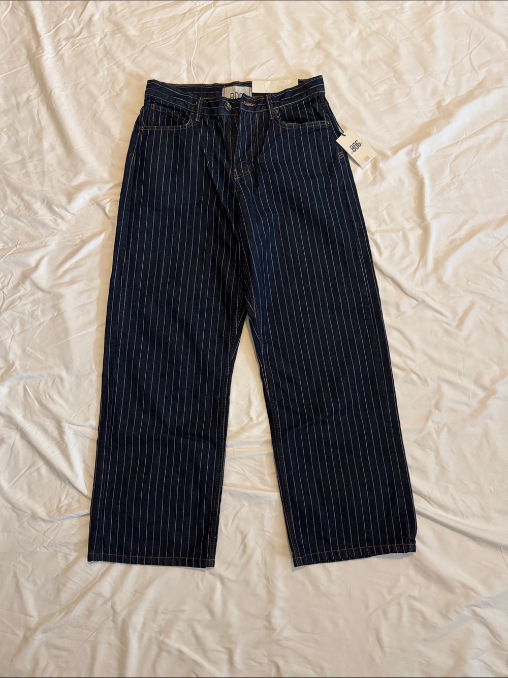 BDG Navy Pinstripe Wide-Leg Jeans